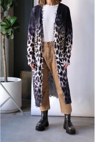 R13 long leopard on sale cardigan