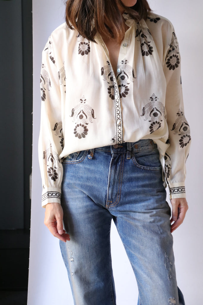 Alix of Bohemia Kiki Ink Cactus Flower Shirt tops-blouses Alix of Bohemia 