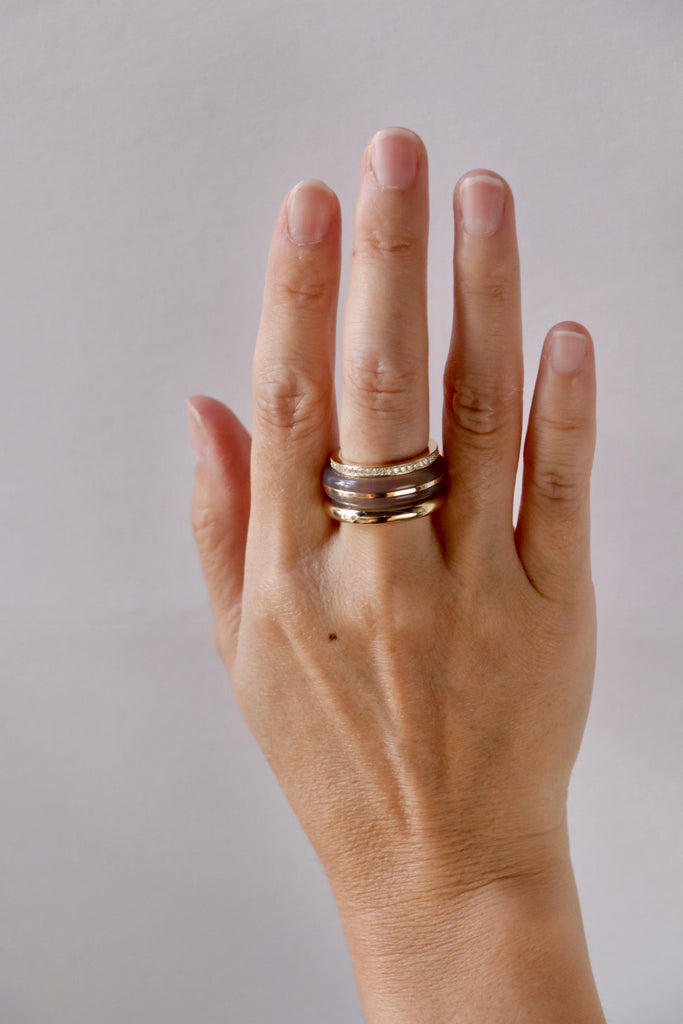 By Pariah Classic Ring Stack in Grey Agate Jewelry By Pariah 