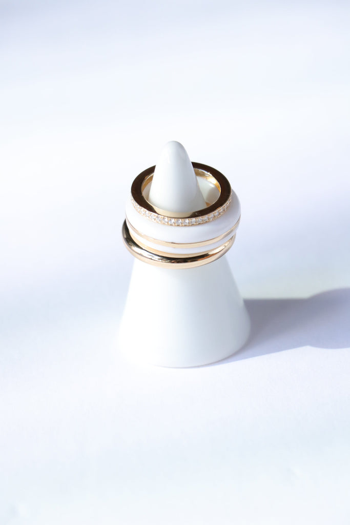 By Pariah Classic Ring Stack in White Agate Jewelry By Pariah 