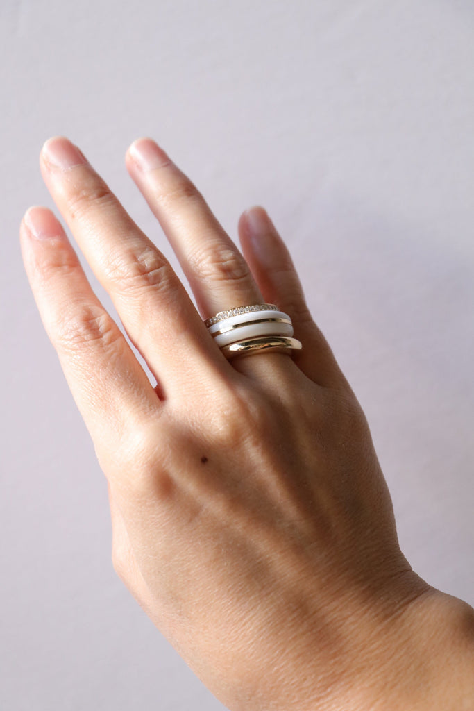 By Pariah Classic Ring Stack in White Agate Jewelry By Pariah 