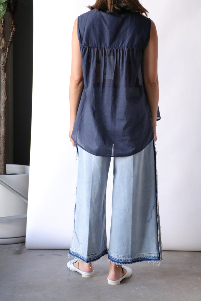 Closed Cotton Voile Blouse in Space Blue tops-blouses Closed 