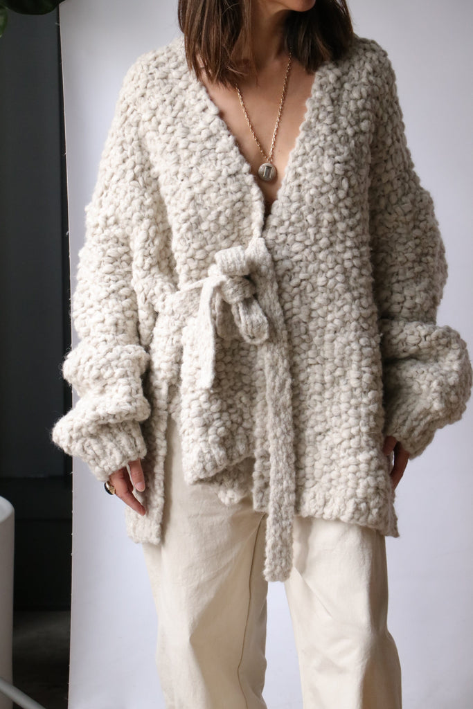 Lauren Manoogian Hand-knit Matta Cardigan in Carrara Knitwear Lauren Manoogian 