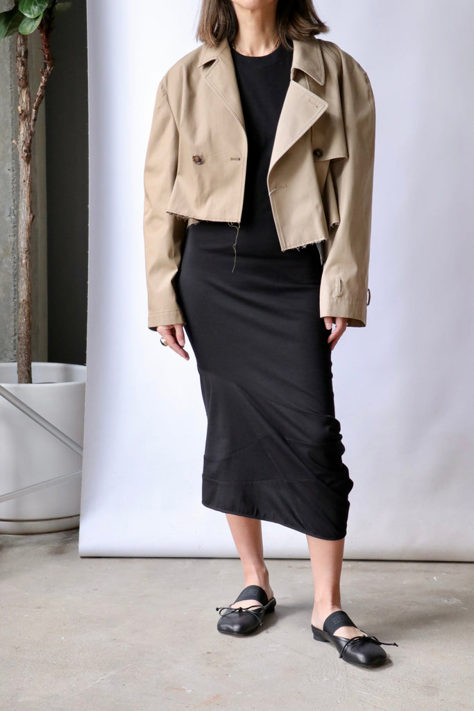 MM6 Maison Margiela Cropped Trench Jacket in Mud Brown Outerwear MM6 Maison Margiela 