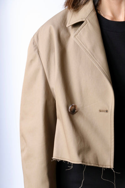 MM6 Maison Margiela Cropped Trench Jacket in Mud Brown