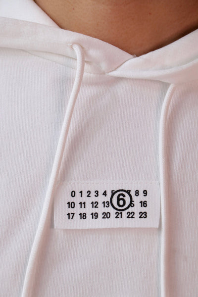 MM6 Maison Margiela Hooded Sweatshirt in Off White | WE ARE ICONIC