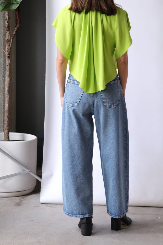 MM6 Maison Margiela Short Sleeve Top in Neon Green tops-blouses MM6 Maison Margiela 