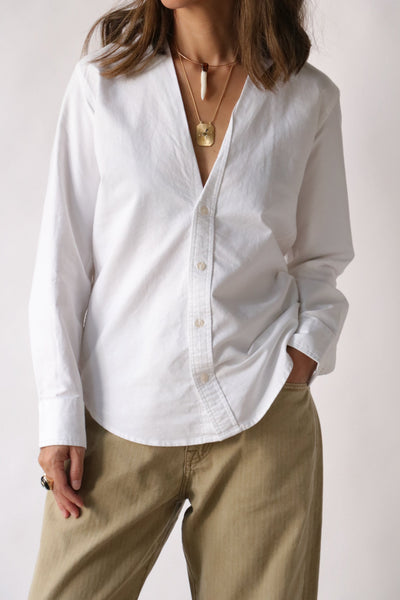 R13 Foldback Shirt in White Oxford | WE ARE ICONIC