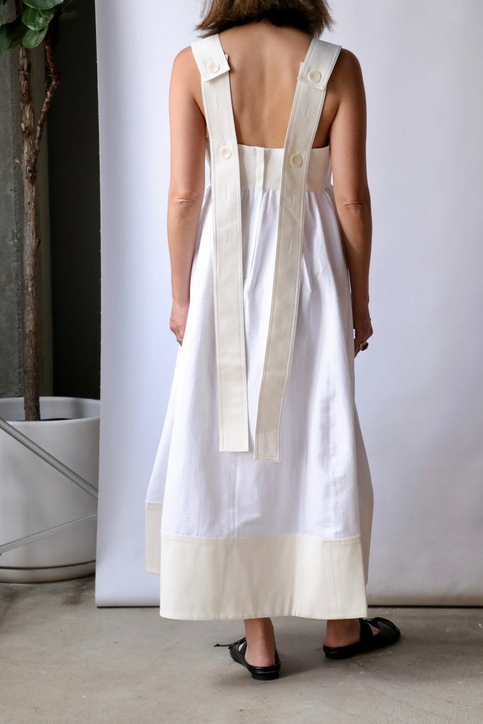Tibi Linen Cotton Voile Sculpted Dress in White Dresses Tibi 