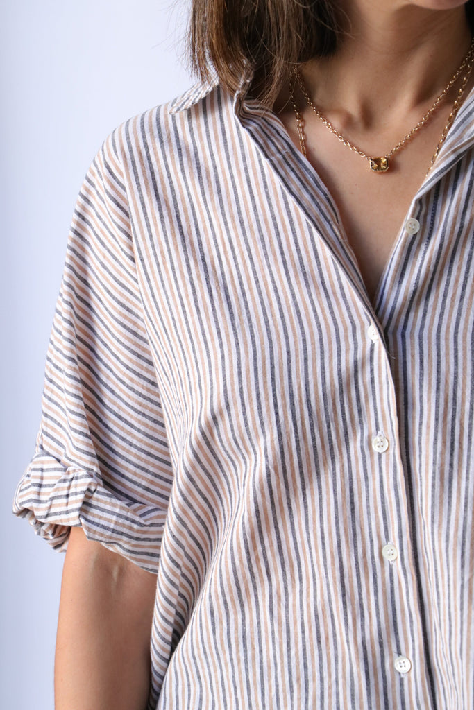 Xirena Teddy Shirt in Firework Stripe tops-blouses Xirena 
