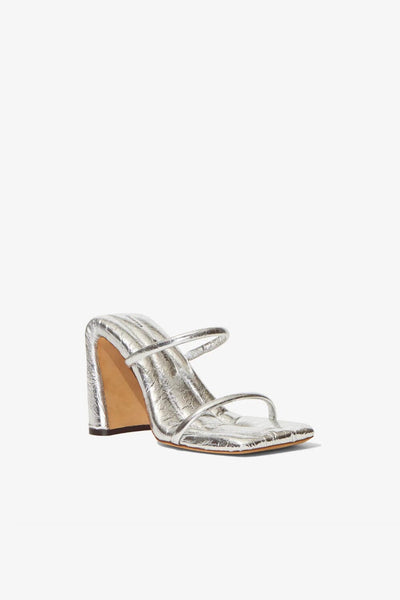 Proenza Schouler Metallic Arc Strappy Slides in Silver