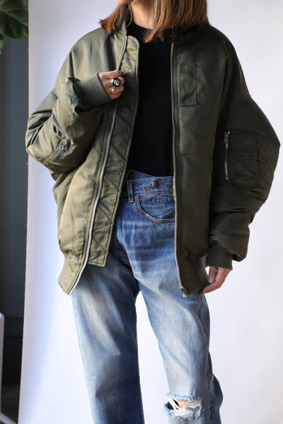 R13 Zip Out Bomber Jacket in Olive WE ARE ICONIC