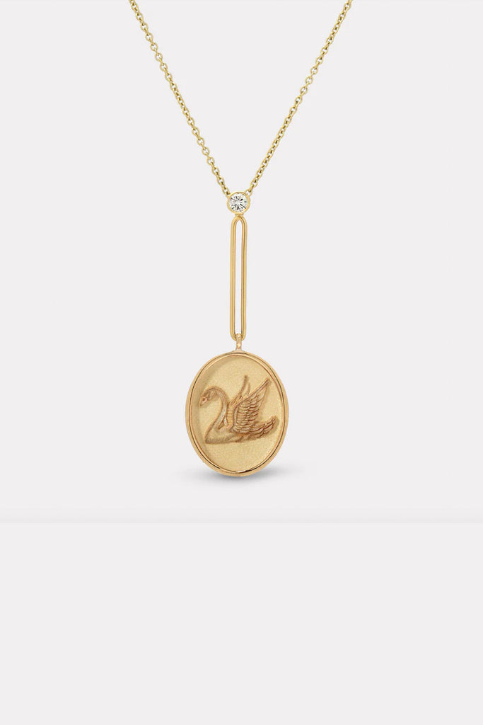 Retrouvai Grandfather Fantasy Signet Pendant Necklace- Swan Jewelry Retrouvai 