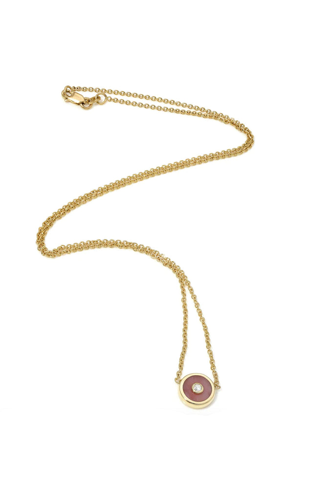 Retrouvai Mini Compass Pendant w/ Pink Opal Jewelry Retrouvai 