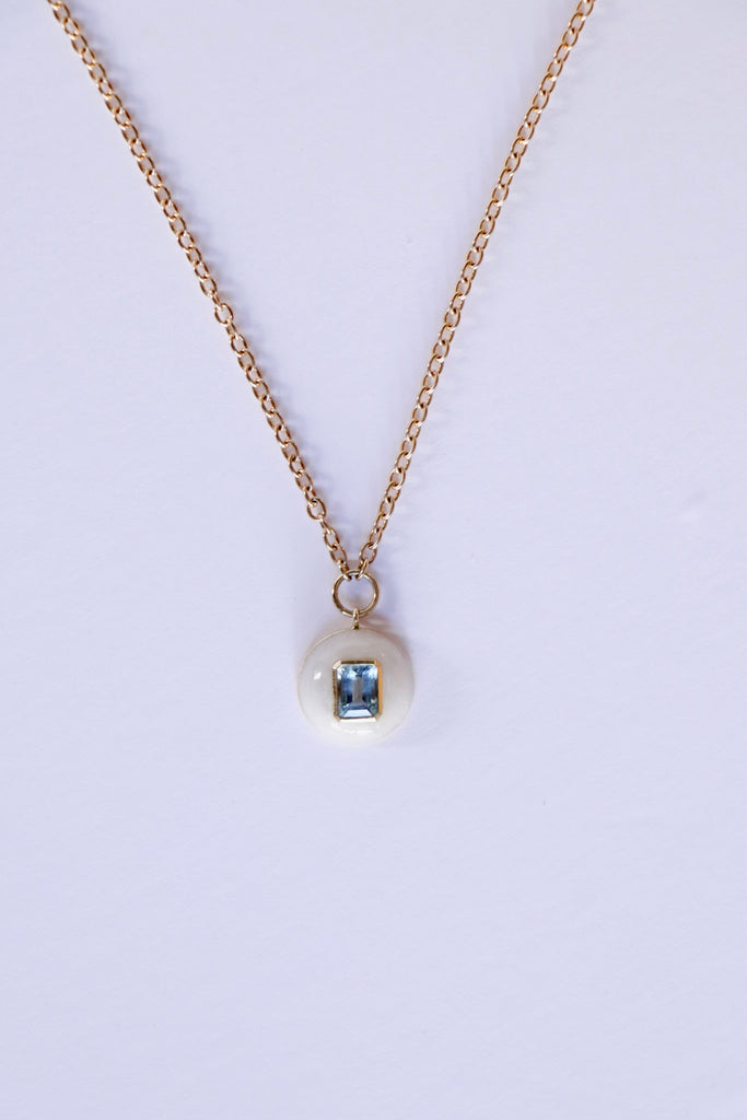 Retrouvai Small Lollipop Pendant Aquamarine in White Quartz Jewelry Retrouvai 