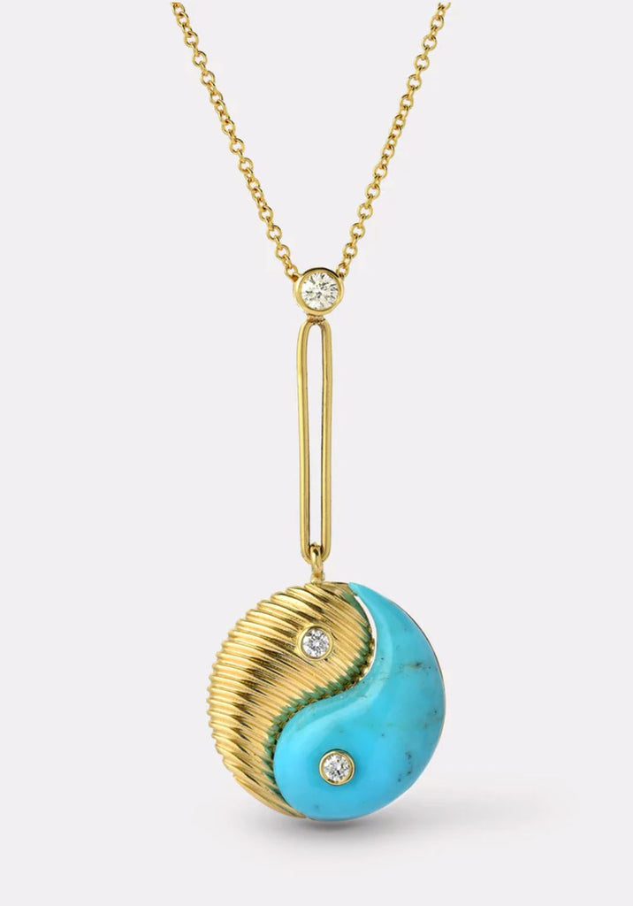 Retrouvai Yin Yang Pendant in Turquoise Jewelry Retrouvai 