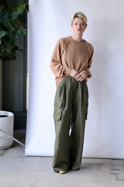 Tibi Crispy Nylon Pleated Cargo Pant