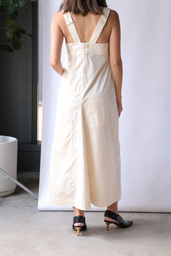 Tibi Eco Poplin Overall Midi Dress in Cream Dresses Tibi 