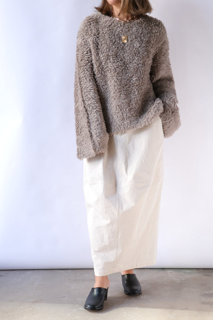 Lauren Manoogian Handknit Fur Crewneck in Taupe