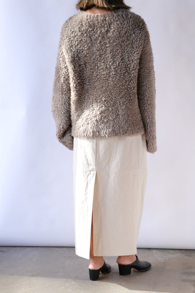 Lauren Manoogian Handknit Fur Crewneck in Taupe