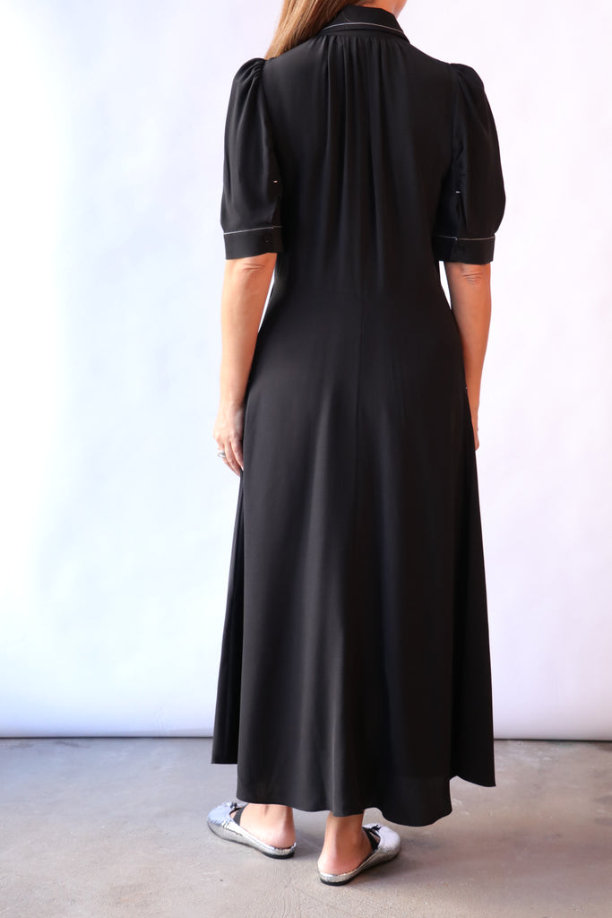 Lee Mathews Cassini Short Sleeve Dress in Black