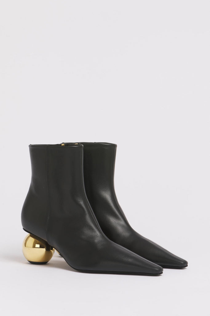 Marni Black Leather Ankle Boot in Black