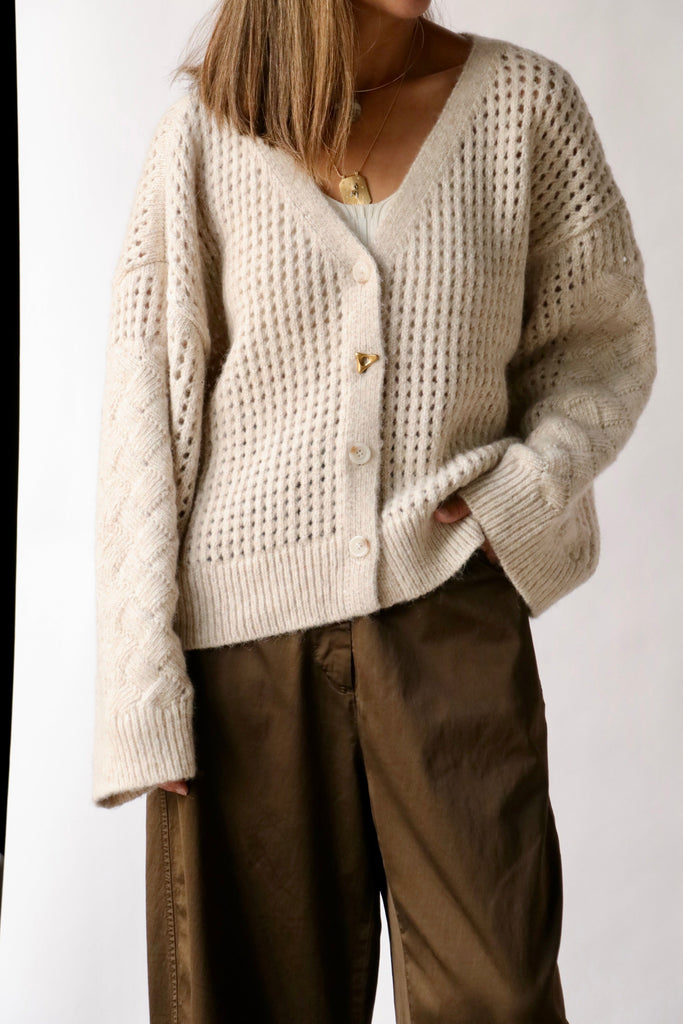 Aeron Augustine Cardigan in Ivory Knitwear Aeron 