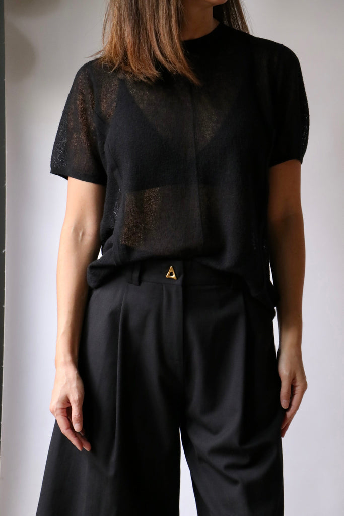 Aeron Caymen Semi-Sheer Top in Black tops-blouses Aeron 