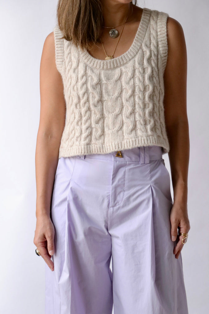 Aeron Chancery Knitted Cropped Vest in Ivory tops-blouses Aeron 