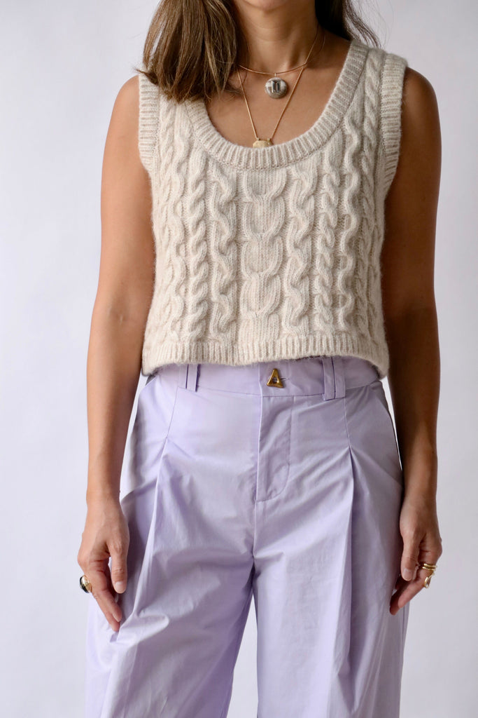 Aeron Chancery Knitted Cropped Vest in Ivory tops-blouses Aeron 
