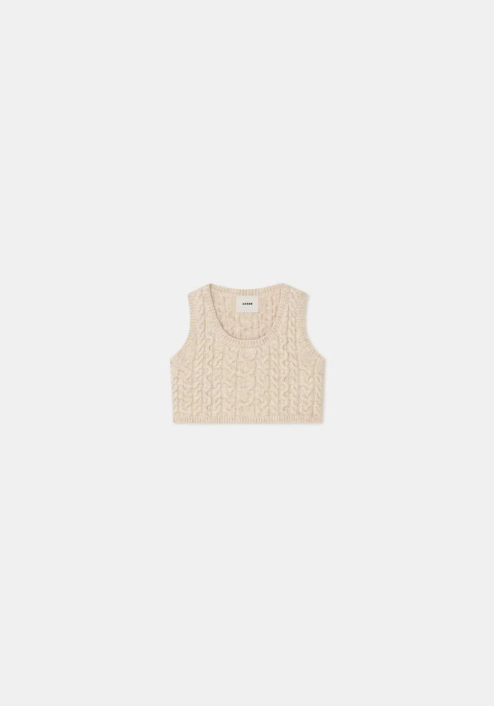 Aeron Chancery Knitted Cropped Vest in Ivory tops-blouses Aeron 