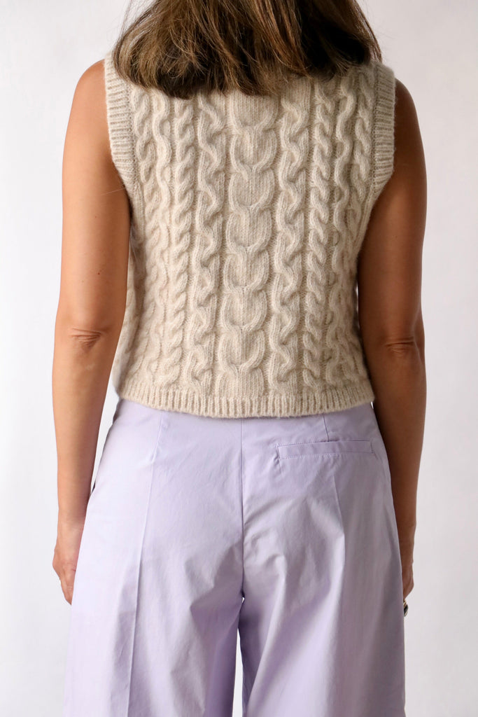 Aeron Chancery Knitted Cropped Vest in Ivory tops-blouses Aeron 