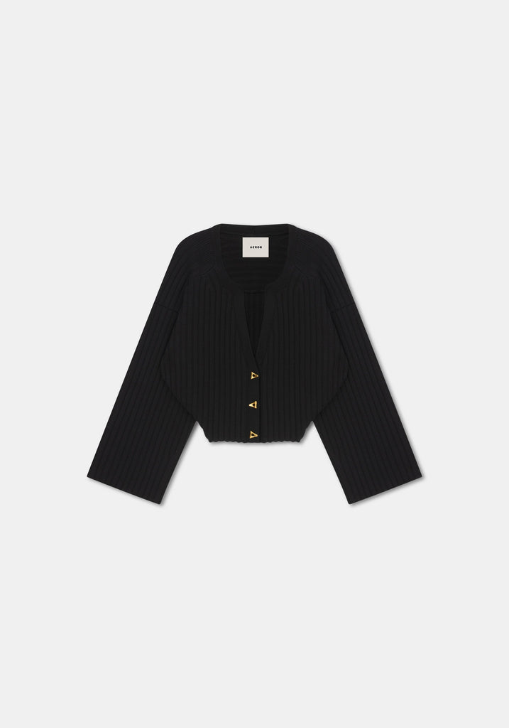 Aeron Morrow Cropped Cardigan in Black Knitwear Aeron 