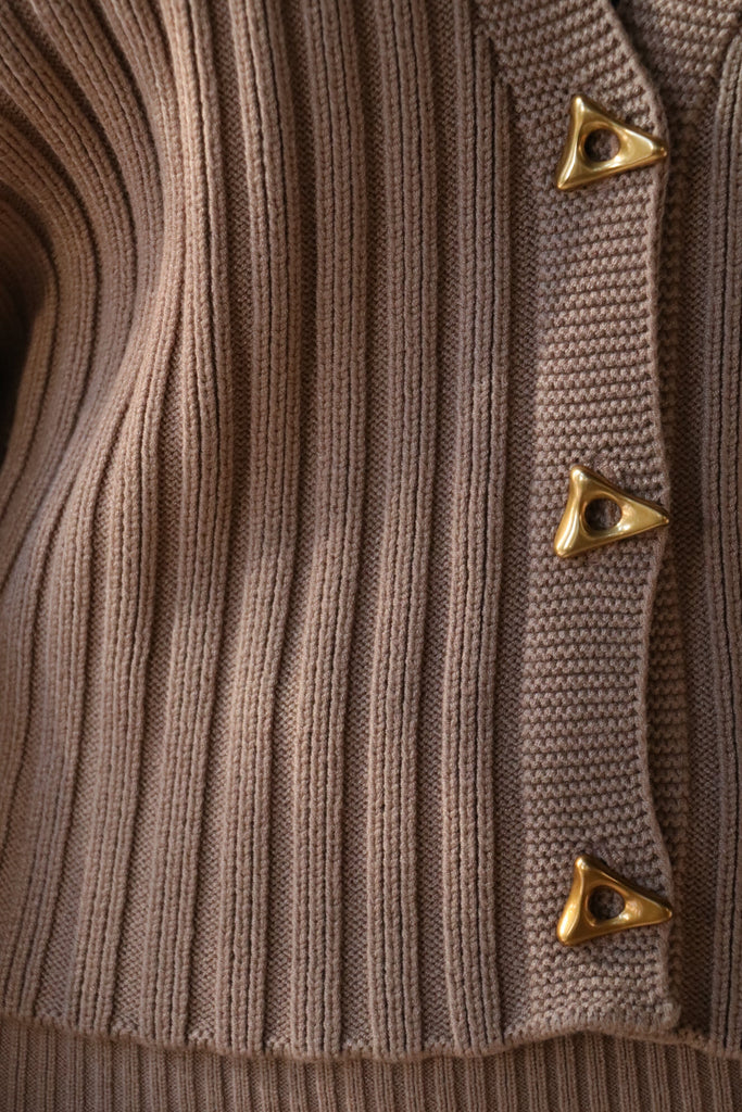 Aeron Morrow Cropped Cardigan in Camel Knitwear Aeron 