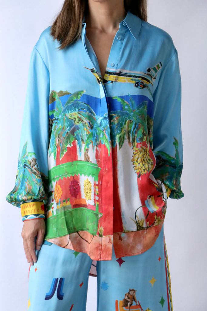 Alémais All Aboard Silk Shirt in Multi tops-blouses Alémais 