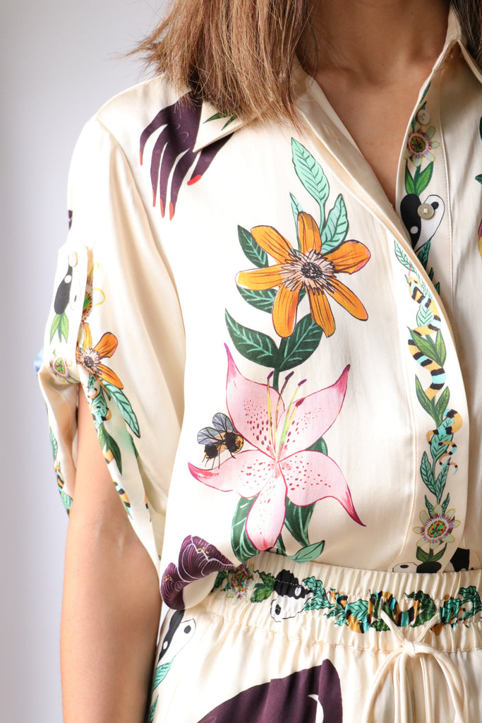 Alémais Meagan Oversized Silk Shirt in Cream tops-blouses Alémais 
