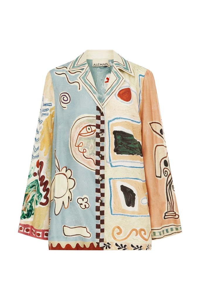 Alémais Michelle Silk Shirt in Multi tops-blouses Alémais 