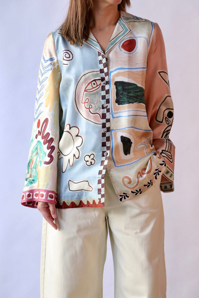 Alémais Michelle Silk Shirt in Multi tops-blouses Alémais 