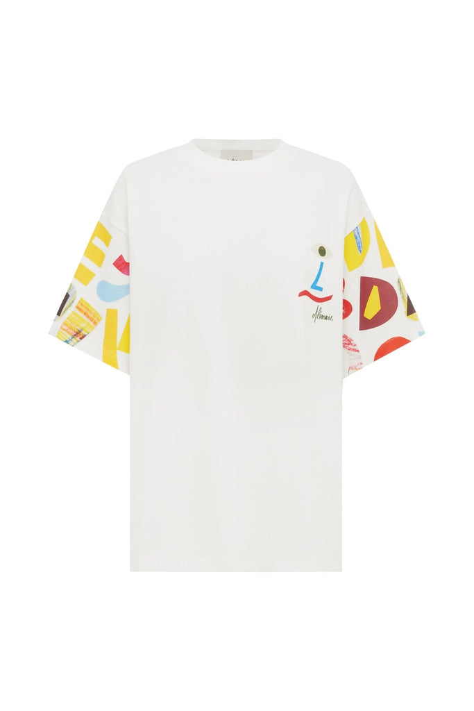 Alémais Nadia Face Tee in White/Multi ( T-Shirts & Tanks Alémais 