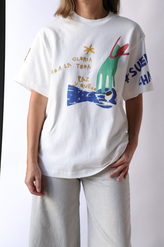 Alémais Nadia Fish Tee in White/Multi T-Shirts & Tanks Alémais 