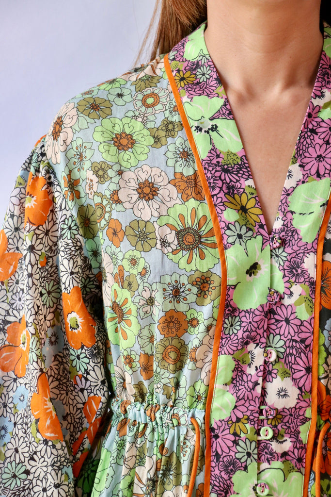 Alémais Orange Blossom Spliced Midi Dress in Multi Dresses Alémais 