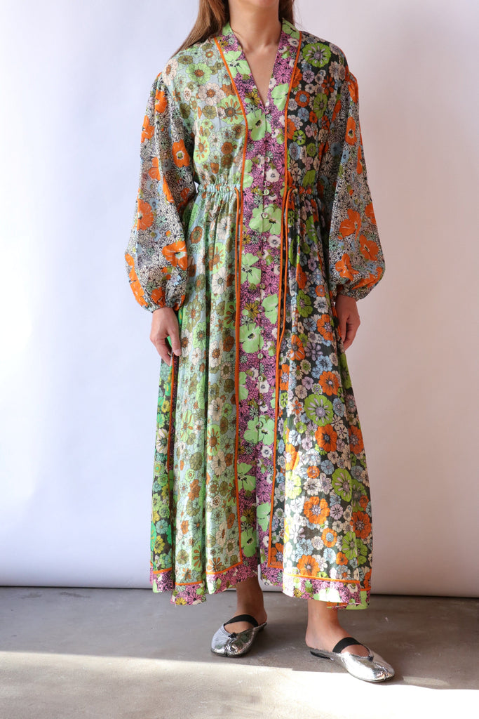 Alémais Orange Blossom Spliced Midi Dress in Multi Dresses Alémais 