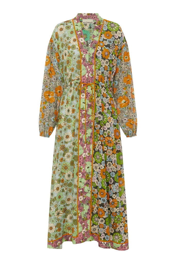 Alémais Orange Blossom Spliced Midi Dress in Multi Dresses Alémais 