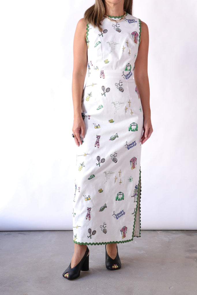 Alémais Play Embroidered Midi Dress in Multi Dresses Alémais 