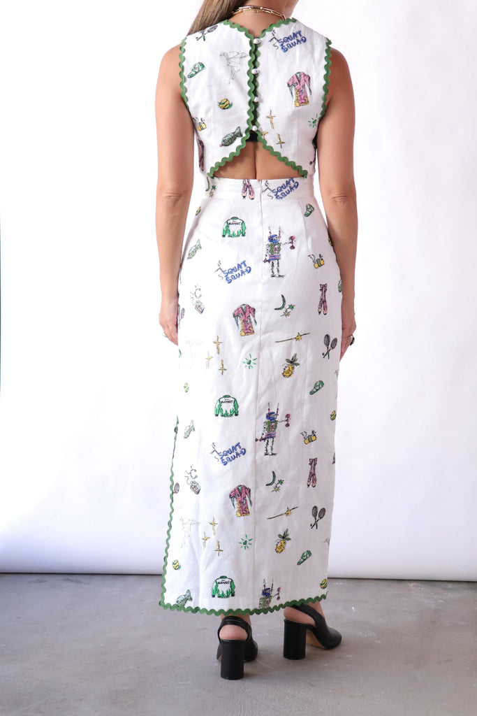 Alémais Play Embroidered Midi Dress in Multi Dresses Alémais 