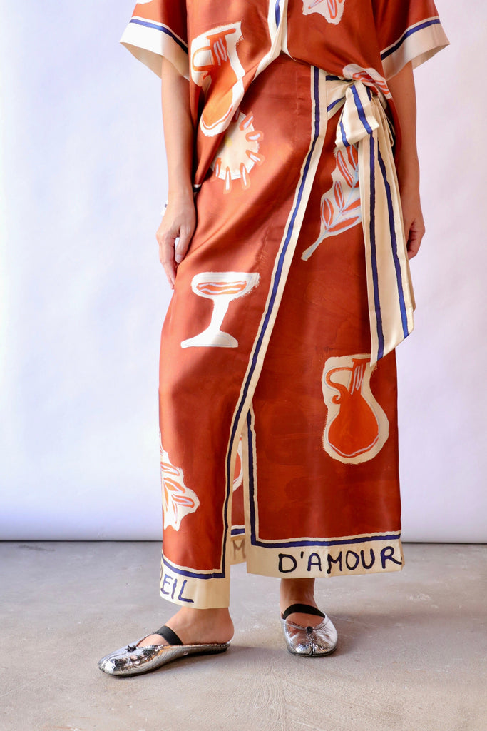 Alémais Soleil D' Amour Silk Sarong Skirt Bottoms Alémais 