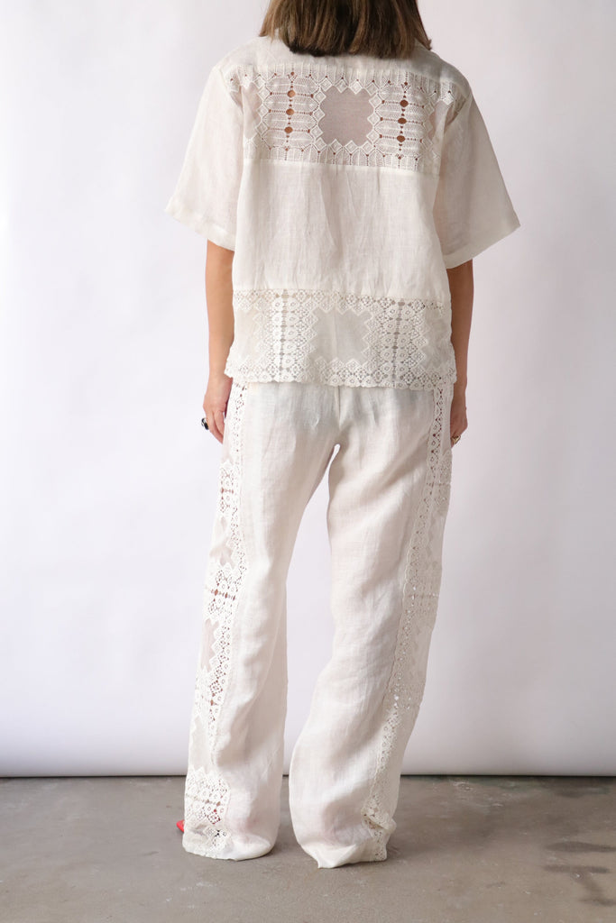 Alix of Bohemia Colette Picnic Eyelet Pants in Ivory Bottoms Alix of Bohemia 