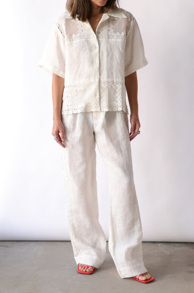 Alix of Bohemia Stevie Picnic Eyelet Shirt in Ivory tops-blouses Alix of Bohemia 