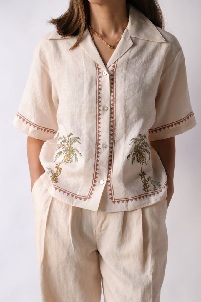 Alix of Bohemia Stevie Sanded Palm Shirt tops-blouses Alix of Bohemia 