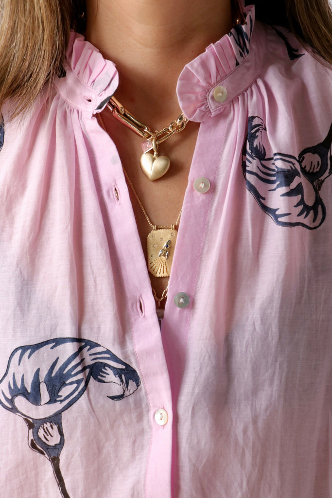 Alix of Bohemia Winn Calla Lily Shirt in Pink tops-blouses Alix of Bohemia 